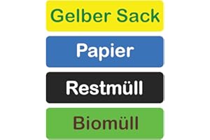 HAVATI laminierte Mülleimer Aufkleber (Deutsch, Rechteckig: 11 cm breit, 4 Stück)