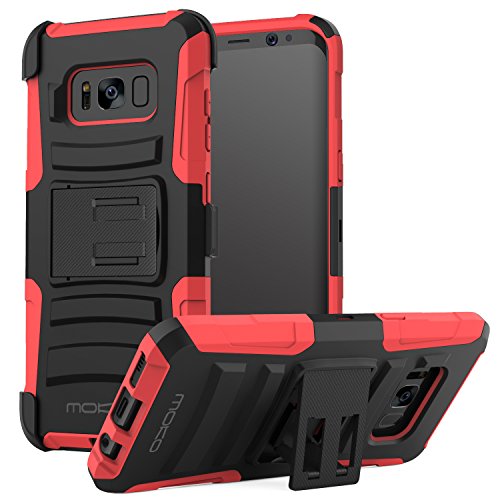 MoKo Samsung Galaxy S8 Plus Funda - Cuerpo de la Resistente Funda Giratoria con Clip de la Correa Resistente Choque de Doble Capa para Samsung Galaxy S8 Plus Smartphone  Rojo