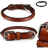 Classic-Line von Pear Tannery: Hundehalsband aus weichem Vollrindleder, rund, L 44-52cm, cognac