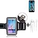 Produktbild K-S-Trade TOP Set für Huawei Honor 6A Neopren Jogging Armband Sportarmband Oberarmband für Huawei Honor 6A schwarz mit Reflektor Streifen + Ohrstöpsel. Fitness Lauf Armband