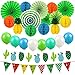 Produktbild aovowog 39 Stück Party Dekoration Hawaii Sommer Set Papier Fans Fächer Wabenbälle Kaktus-Banner Ammer für Hauptdekorationen Hochzeit Geburtstag Festival Weihnachten