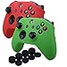 Produktbild YoRHa Silikon Hülle Abdeckungs Haut Kasten für Microsoft Xbox One X & Xbox One S controller x 2 (rot&grün) Mit PRO aufsätze thumb grips x 8