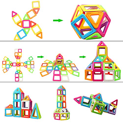 Magnetische Bausteine InnooTech 76+1 tlg Größe Magnetische Bauklötze 2rd Generation Magnetische Konstruktionsbausteine verbessert Magnetspielzeug Lernspielzeug für Baby, Kleinkinder ab 3 Jahre - 4
