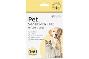 Check My Body Health Pet Sensitivity Test For Cats or Dogs, Easy To Use At Home Food Sensitivity Test for Cats & Dogs, 460 Different Intolerances Tested, Hair Analysis Testing Kit, Results in 5 Days