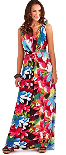 Pistachio D573 Ladies Floral Maxi Dress Pink Multi - Medium