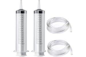 CERIOLL Seringue Plastique 150ml Avec Tube - 2 Pcs Grosse Seringues Avec Tuyau De 1.3m - Pour Mesure De Liquide