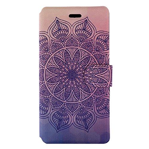P8 lite Hülle,Huawei P8 lite Hülle – Cozy Hut Lederhülle Leder Tasche Case Cover für Huawei P8 lite Hülle PU Schutz Etui Schale 3D-Color-Mandala Muster Design Backcover Flip Cover Wallet Hardcase im Bookstyle mit Standfunktion Karteneinschub und Magnetverschluß Etui Flip Case für Huawei P8 lite [Vollständigen Schutz] - Datura