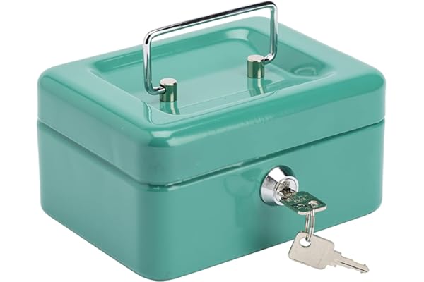 Caisse verrouillable Burg-Wächter avec insert pour clé et monnaie, petite, en tôle d'acier, Money 5015, vert turquoise
