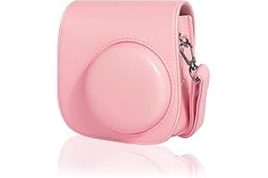 HIUOUIH Tasche Kompatibel mit Instax Mini 11 Polaroid Kamera Schutzhülle Fujifilm Hülle Sofortbildkameras Huelle aus Weichem Kunstleder Kameratasche Portable Case Abdeckung Abnehmbaren Riemen, Rosa