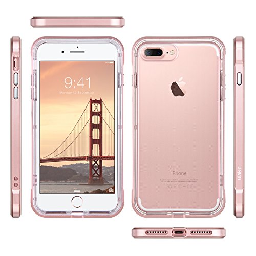 iPhone 7 Plus Case, ULAK Shock Absorption Bumper Frame [Drop Protection] Soft Clear Slim TPU Back Case Cover for Apple iPhone 7 Plus 5.5 Inch 2016ï¼ˆRose Gold)