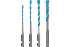 Bosch 4x Zestaw wierteł EXPERT HEX-9 Multi Construction (do Beton, Miękkie płytki ceramiczne, Ø 4,0, 5,0, 6,0, 8,0 mm, Professional Akcesoria Wiertarki)