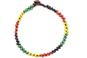 IDIN JEWELLERY Idin Handmade Anklet - Wax cord plaited with multicoloured beads rasta style handmade anklet