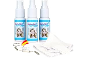 Kit 3 Spray Nettoyants Lunettes de 30 ml + 3 Lingettes Microfibre Lunettes + Tournevis pour Lunettes - Fabriqué en Espagne - Lot de 3 vaporisateurs de 30 ml + 3 microfibres + tournevis