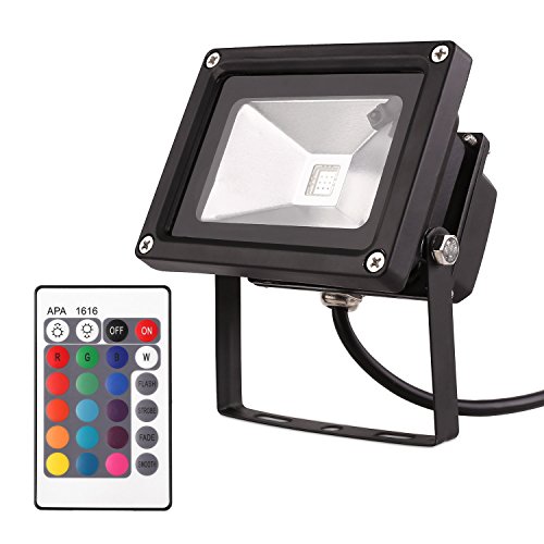 DECKEY 5St. 10W RGB Strahler LED 16 Farben Scheinwerfer Wasserdicht LED-Fluter Außenbeleuchtung IP65 Schwarz Gehäuse mit Fernbedienung Fluter Außen (5 Schwarz Stück) - 4