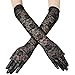 Produktbild ArtiDeco Damen Lace Handschuhe Satin Braut Hochzeit Opera Fest Party Handschuhe 1920s Handschuhe Damen Kostüm Accessoires (Lang Schwarz)