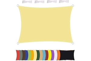 MENGH Sonnensegel Wasserdicht Rechteck, wetterbeständig, Premium Polyester, Viele Längen und Breiten Zur Auswahl inkl Befestigungsseile, Rechteckig 2.5x3.2m Beige