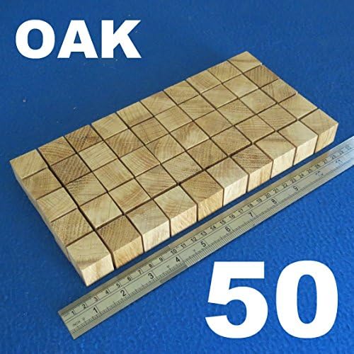 LOT x 50 Cubes 1.0" / 25 mm Wooden Blocks Bundle Set Oak Wood Natural ECO Bricks