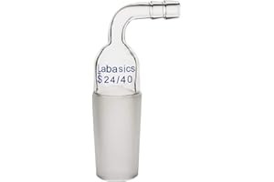 Labasics Verre Adaptateur de Laboratoire, Adaptateur D'entrée Coudé en Verre avec 24/40 Mâle Joint en Verre et 8mm Connexion du Tuyau Verrerie de Laboratoire Courbé Inlet Adapter