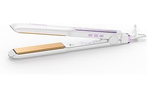 Faszin Hair Straighteners, Ionic Titanium Plate for Smooth Shiny Results, 20S Fast Heat Up Flat Iron, Clear LCD Display, 2 in 1 Straightener and Curler Styling Tool for Straighten Hair (Ivory)