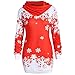 Produktbild Yvelands Damen Weihnachten Lange Sleeve Sweatshirt Herbst Winter Festlich Frauen Santa Snowflake Printed Off Schulter Asymmetrische One Shoulder Button Langarmpullover Print Tops