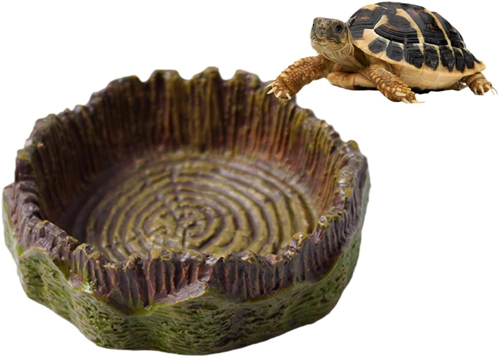 UIEXEA Terrario Tortugas Tierra, Cuencos Agua y Comedero Para Reptiles Amarillo, Accesorios para Tortuga Gecko Serpiente