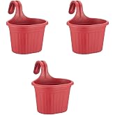 Tom1 Askılı Balkon Saksı &ndash; 3 Litre, 3 Adet | Kırmızı Renk | 22,2 cm | Askılı Tasarım