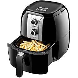 Friteuse sans huile, Multifonction 7-en-1, Friteuse électrique avec Cuve Amovible 3,5L, Friteuse à Air Chaud, 100% Sans BPA,1400W, avec Température Réglable et Minuteur,Noir, Aicok