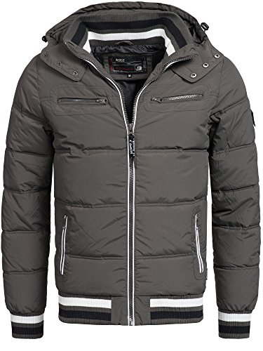 Indicode Herren Marlon Winterjacke mit Kapuze Raven S