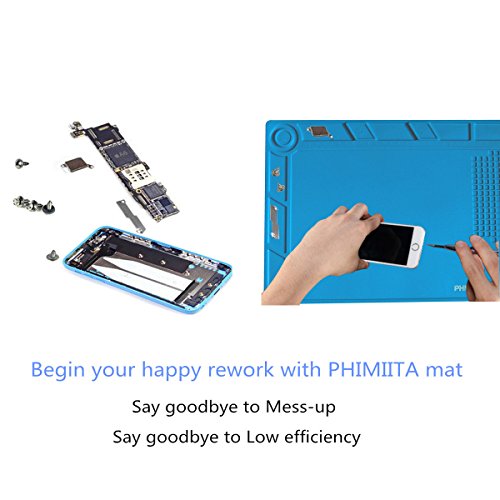 PHIMIITA Lötmatte Silizium-Lötmatte, Magnetisches Projekt Arbeitspad mit 13,8 x 9,8 Zoll, Wartungsplattform Schreibtischmatte, Hitzebeständige Isolierung 500 ℃ für BGA Lötkolben Reparatur Station Mobiltelefon Uhr PC und mehr - 6
