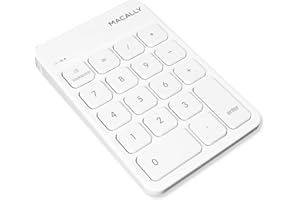 Macally Bluetooth Number Pad for Laptop, Apple, Mac, iMac, MacBook Pro/Air, Ipad, Windows PC, Tablet, or Desktop Computer - Rechargeable 18 Key Wireless Numeric Keypad - White Bluetooth 10 Key Numpad