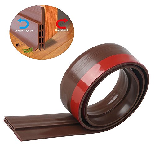 Dricar Burlete Bajo Puerta Exterior - Barrido de Puerta Silicona 1M Largo 3 Capas Flexibilidad Extrema para Reducir el sonido(Marrón)