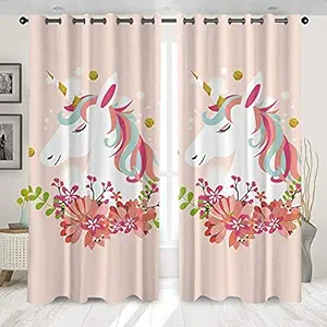 RIYANSH Sales 3D Unicorn Digital Printed Polysrin Fabric Designer Classic Curtains for Bed Room Kids Room (Door) 1 Piece (Window, 1)