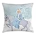 Produktbild Trsdshorts Horse Decor Throw Pillow Cushion Cover, Cartoon Style Young Noble Princess Riding Cute Pony Snowy Winter and Castle, Decorative Square Accent Pillow Case, 18 X 18 inches, Multicolor