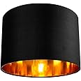 Contemporary and Chic Black Cotton 12" Table or Pendant Circular Drum Lamp Shade with Shiny Golden Inner - 60watt Maximum by Happy Homewares