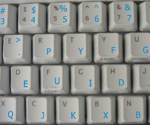 Dvorak transparente Tastaturaufkleber mit Blauen Buchstaben – Geeignet für jede Tastatur - 3