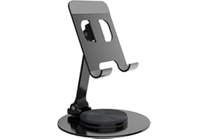 Kinizuxi Support Tablette, 360°Pliable Rotatif Support Telephone Bureau, Aluminium Support Dock Compatible pour téléphone Portable Accessoires, Bureau, d'autres Smartphones,iPad,Tablet(Noir)
