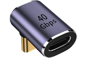 zoerbufan Adaptador USB C de 90 Grados, USB C Macho a Tipo C Hembra, USB 4.0 40Gbps Thunderbolt 4 a USB de Aluminio para MacBook Pro/Air, iPad Pro/Air, iMac 20/19/18