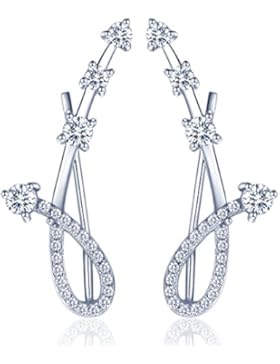 Yumilok 925 Sterling Silber Zirkonia Musiknote Ohrstecker Ohrklemme Ohrringe Hypoallergen Ohrschmuck Ear Cuffs...