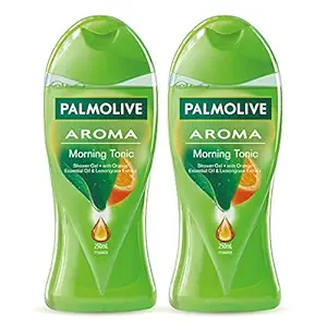 Palmolive?Aroma Morning Tonic?Body Wash, Pack of 2 x 250ml?Shower Gel?Bottles, 100% Natural?Citrus Essential Oil & Lemongrass Extracts for a Soft and Smooth Skin, pH Balanced?Bodywash,?Free?of Parabens and Silicones??