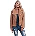 Produktbild ZEZKTDamen Mantel Kurz Winter Elegant Warm Kunstfell Jacke Kurz Mantel Coat Lange Hülse Oberbekleidung V ausschnit Locker Plüsch Jacke Loose Sport Fleece Pullover Outwear Langarmshirt (S, Braun)