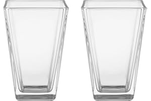 GLAS ART HANDMADE 2er Set Glasvase für Blumen Blumenvase Glasblumenvase Tischvase Dekovase Klarglasvase Deko-Vase aus Glas Wohnzimmer Dekorative Vase | Modena | 16x10cm | 850ml