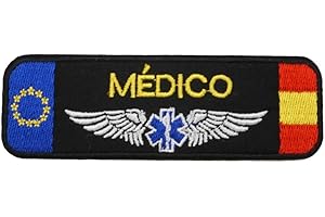 CR PATCH FACTORY 2 Piezas MEDICO Insignia de parche bordado militar español con respaldo de gancho