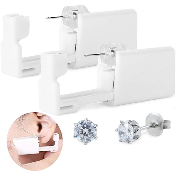 Kit Piercing Per Orecchio Fai-Da-Te - 4 Pistole Monouso Con Orecchini In Acciaio Chirurgico 316L - Foto 7