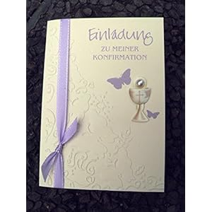 Einladung Einladungskarte Kommunion Konfirmation Schmetterling Kelch flieder