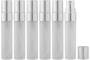 Enslz - Flacone spray in vetro smerigliato trasparente, con nebulizzatore da 5 ml, ricaricabile, profumo vuoto, confezione da 10 pezzi