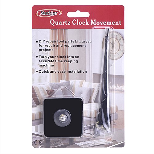 Mudder Lautloses Quarz-Uhrwerk, Maximale Zifferblatte von 11 / 25 Zoll dick, Gesantschaftlänge von 4 / 5 Zoll, Schwarz - 5