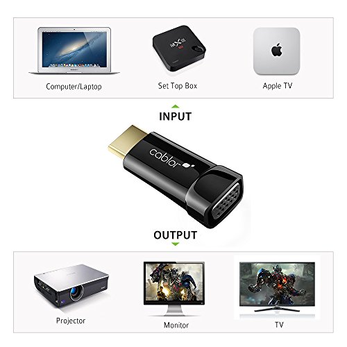 HDMI auf VGA, Cablor Vergoldet 1080P HDMI zu VGA Konverter Adapter mit Micro USB Power Kabel für Apple TV, Sony Computer, Macbook Pro, Raspberry Pi, Chromebook,Roku streaming media player usw. - 6