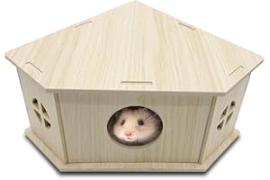 Eyksta HamsterHaus Holz Kleintierspielzeug Hamster Zubehör Haus für Zwerghamster Goldhamster Rennmäuse 20 * 20 * 11.1cm