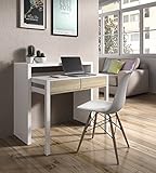 - Habitdesign Escritorio Extensible Unica, Blanco y Roble