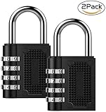 EMIUP 2 Pack Combination Lock 4 Digit Padlock for School Gym Locker,Luggage Suitcase Baggage Locks,Filing Cabinets,Toolbox,Case(Black)